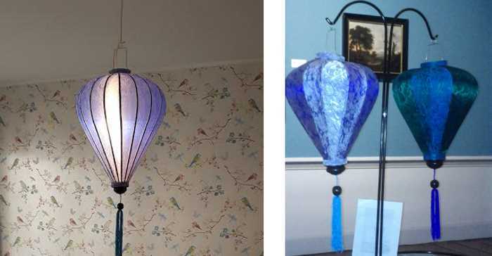 Blauwe lampionnen als hanglamp