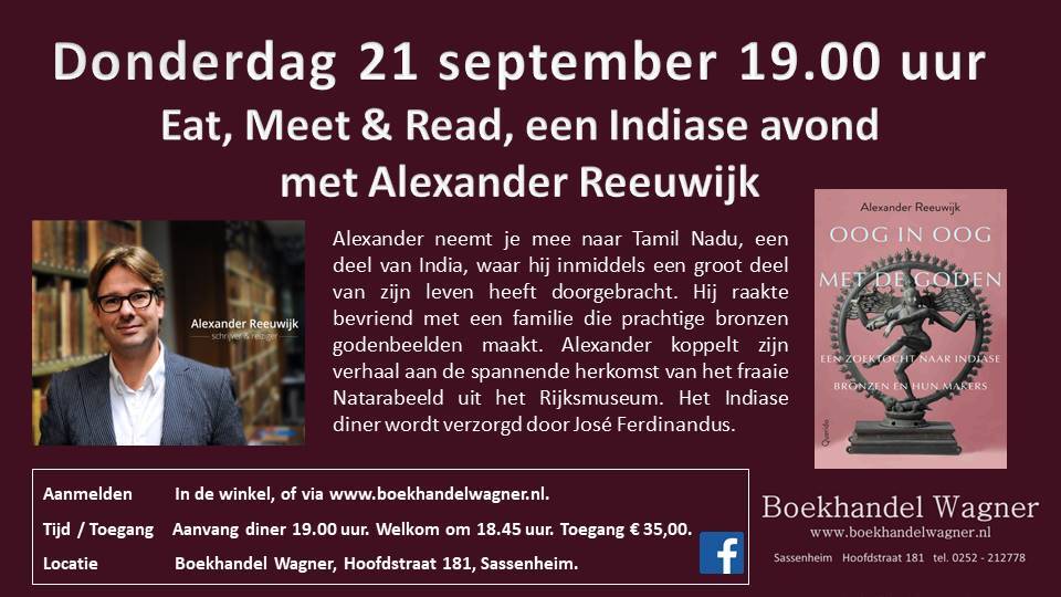 Uitnodiging: eat, meet & read, Indiase avond met Alexander Reeuwijk