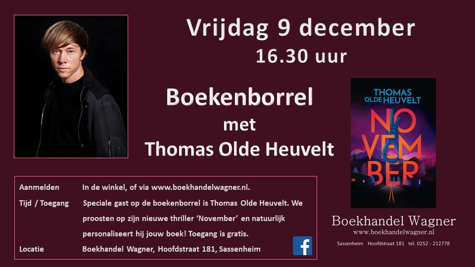 Uitnodiging: boekenborrel met Thomas Olde Heuvelt 9 december