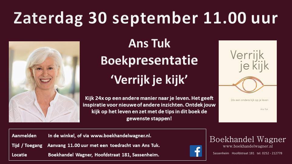 Uitnodiging: boekpresentatie Ans Tuk