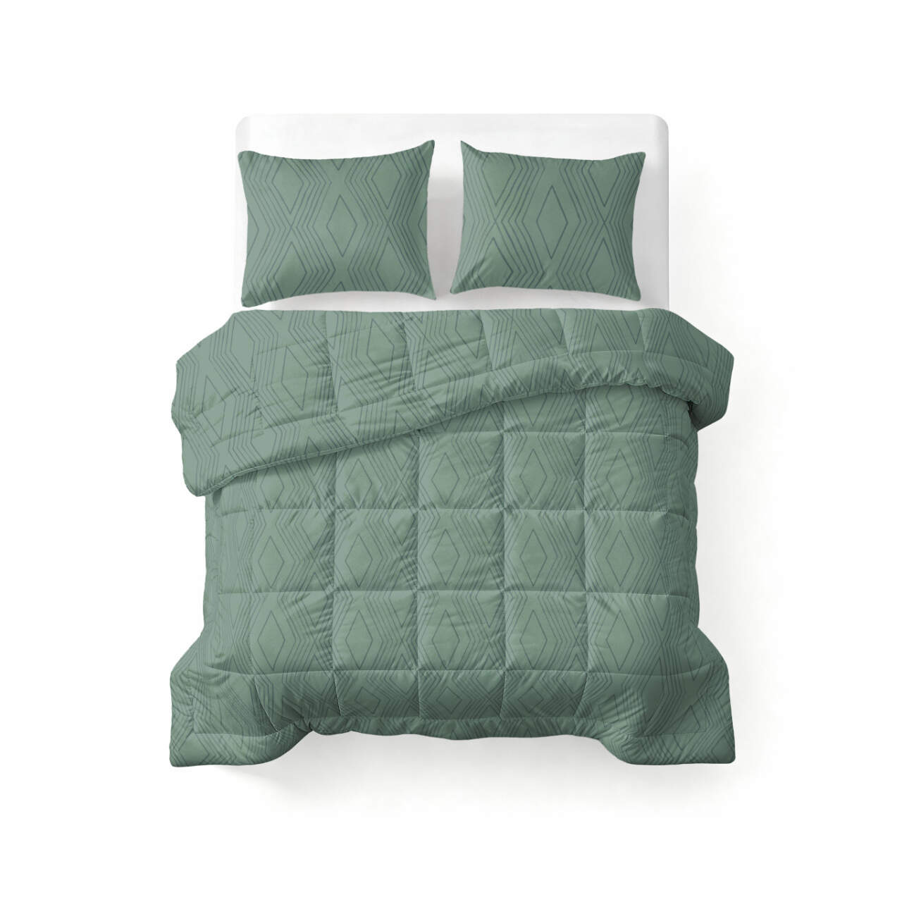 All-in one Lazy dekbed Dorian Groen 200 x 200 Met Kussenslopen