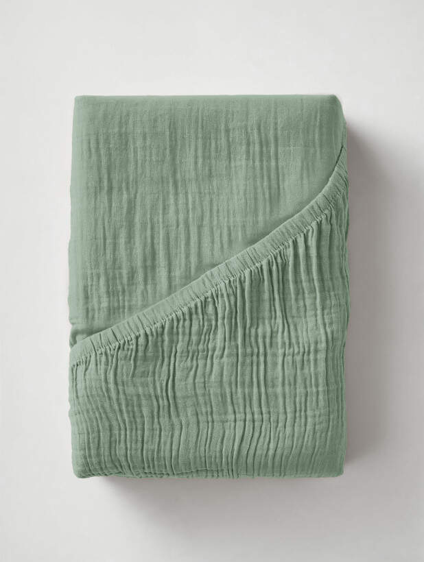 Hoeslaken Mousseline Groen 160 x 200 + 30
