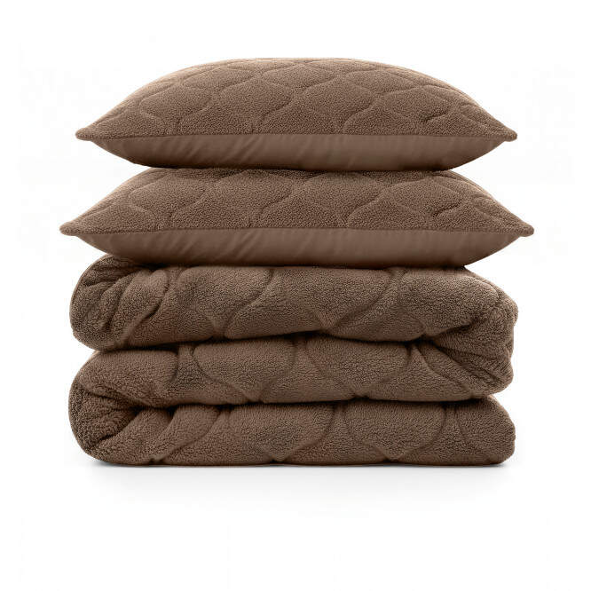 Lazy Dekbed Teddy Taupe/Bruin 200 x 200 Met Luxe Kussenslopen