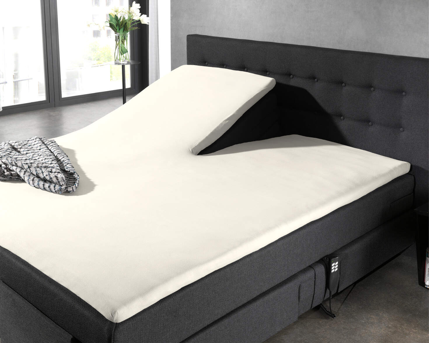 Splittopper Katoen Hoeslaken Creme 180 x 220