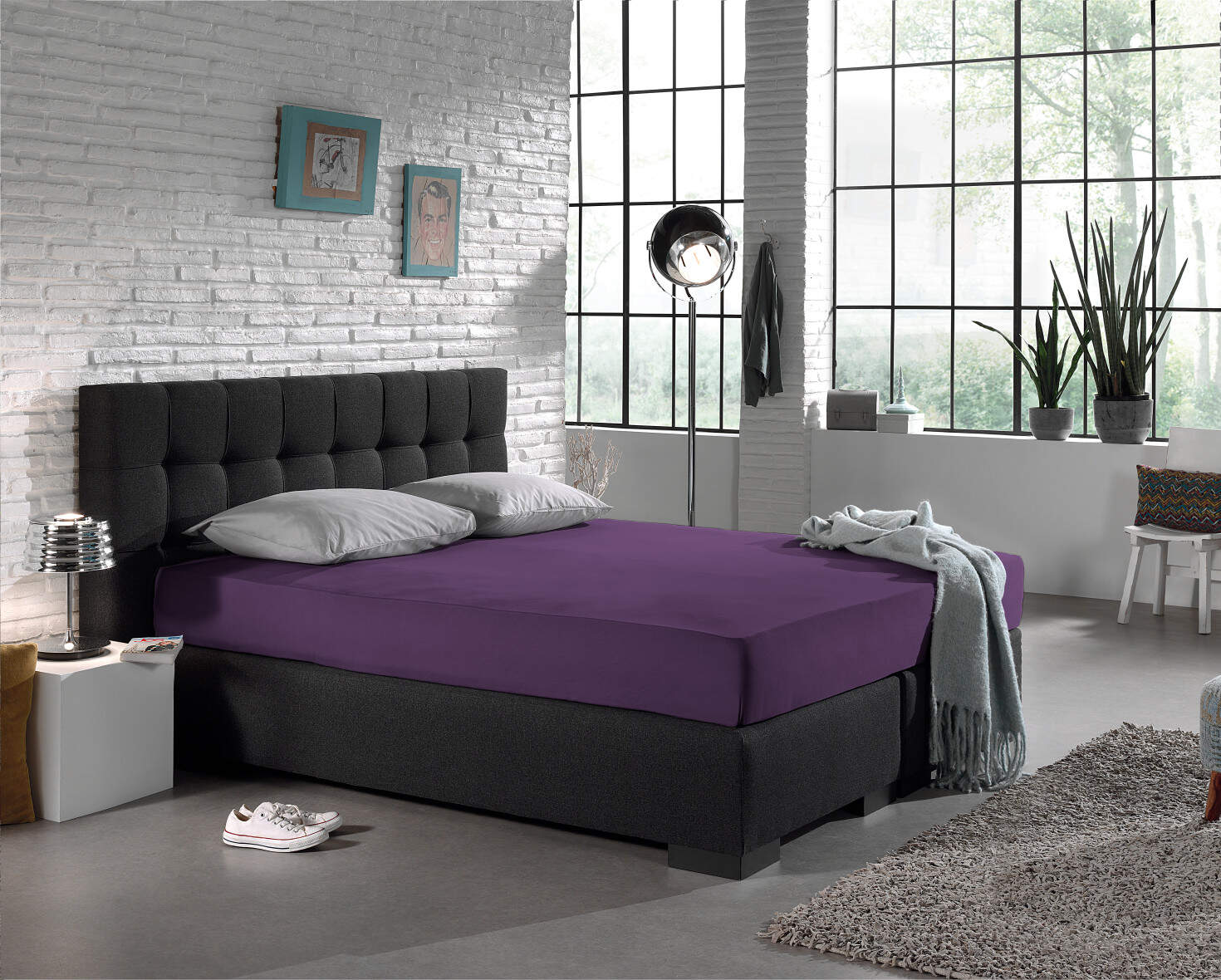 Enkel Jersey 135 gr. Hoeslaken Paars 80/100 x 200