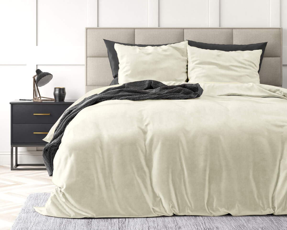 Velvet Uni Dekbedovertrek Creme 140 x 220