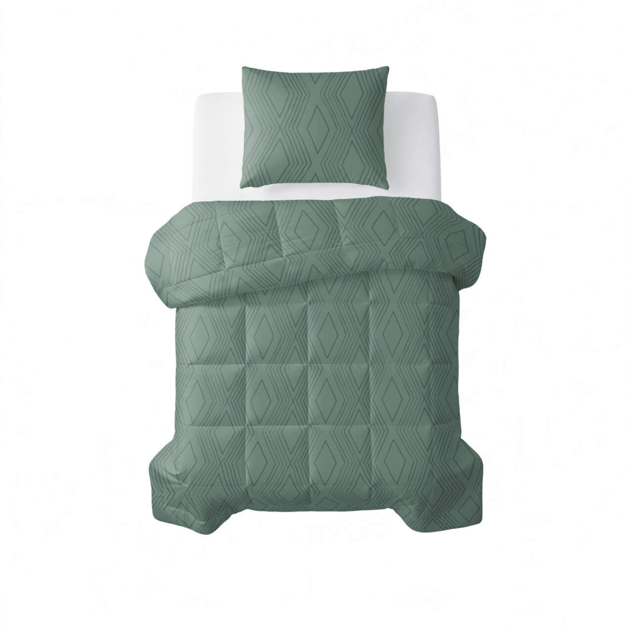 All-in one Lazy dekbed Dorian Groen 140 x 200 Met Kussensloop