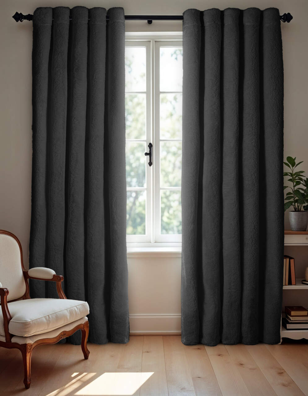 Teddy Gordijnen Black Out Ringen Zwart 300 x 250