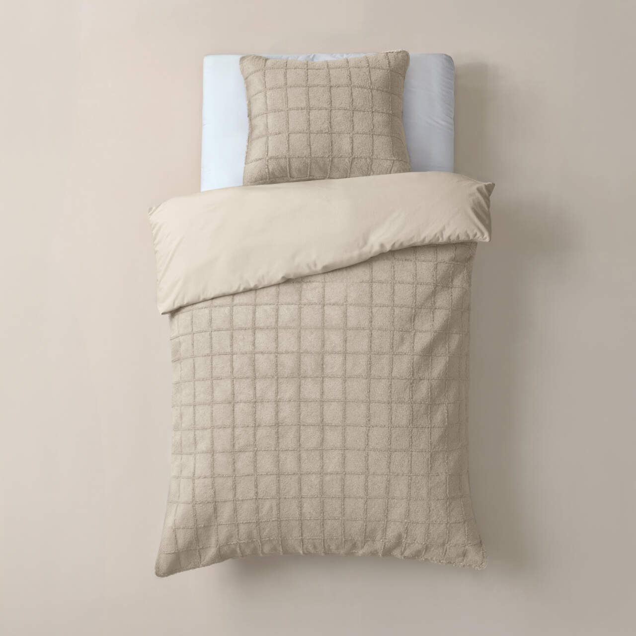 Faux Fur Check Beige 140x200/220