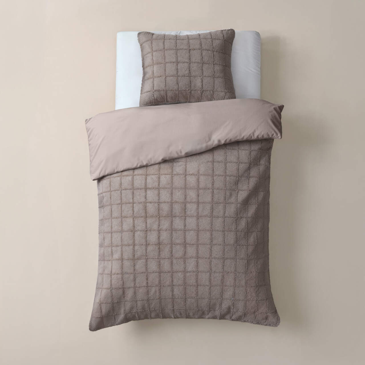 Faux Fur Check Taupe 140x200/220