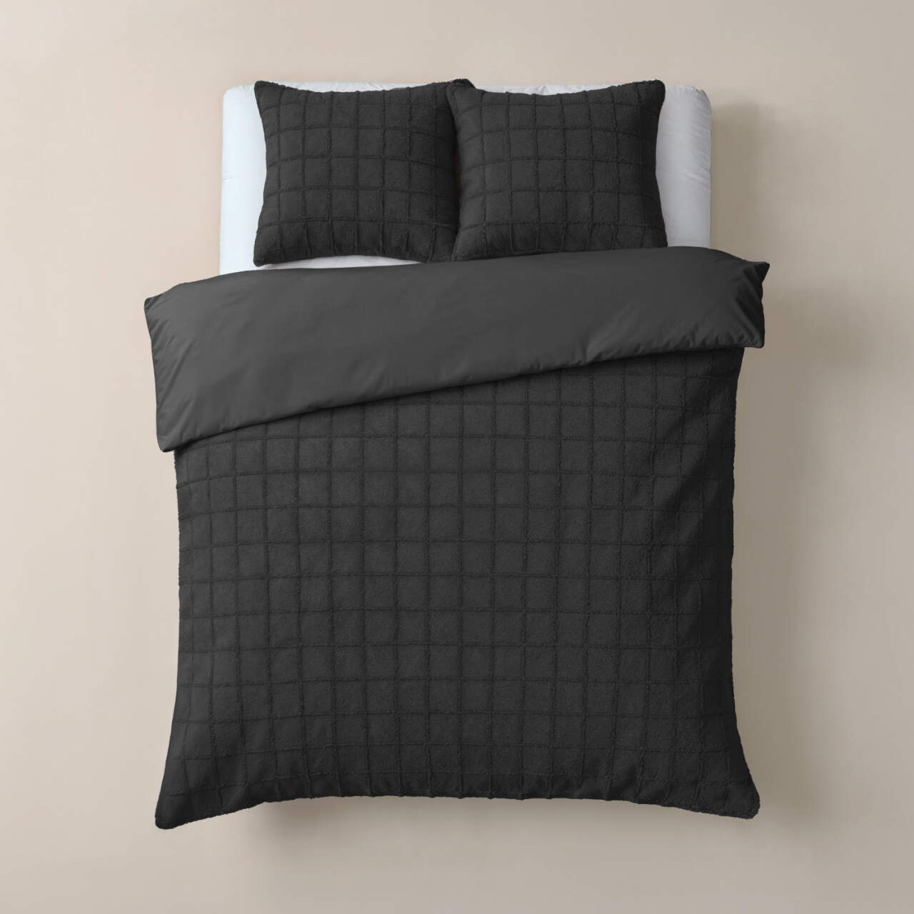 Faux Fur Check Zwart 240x200/220