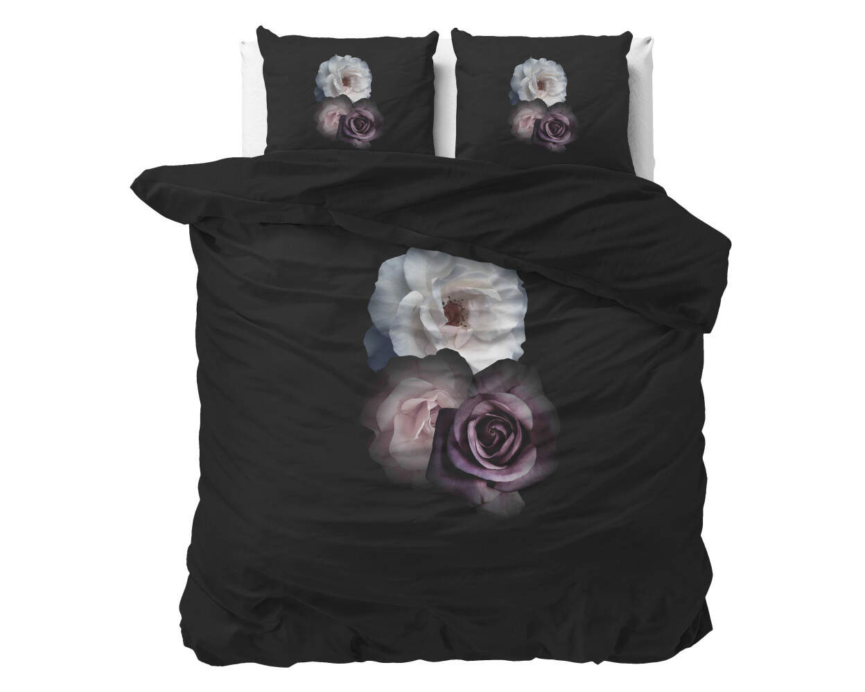 Deep Flowers Zwart 200 x 200/220
