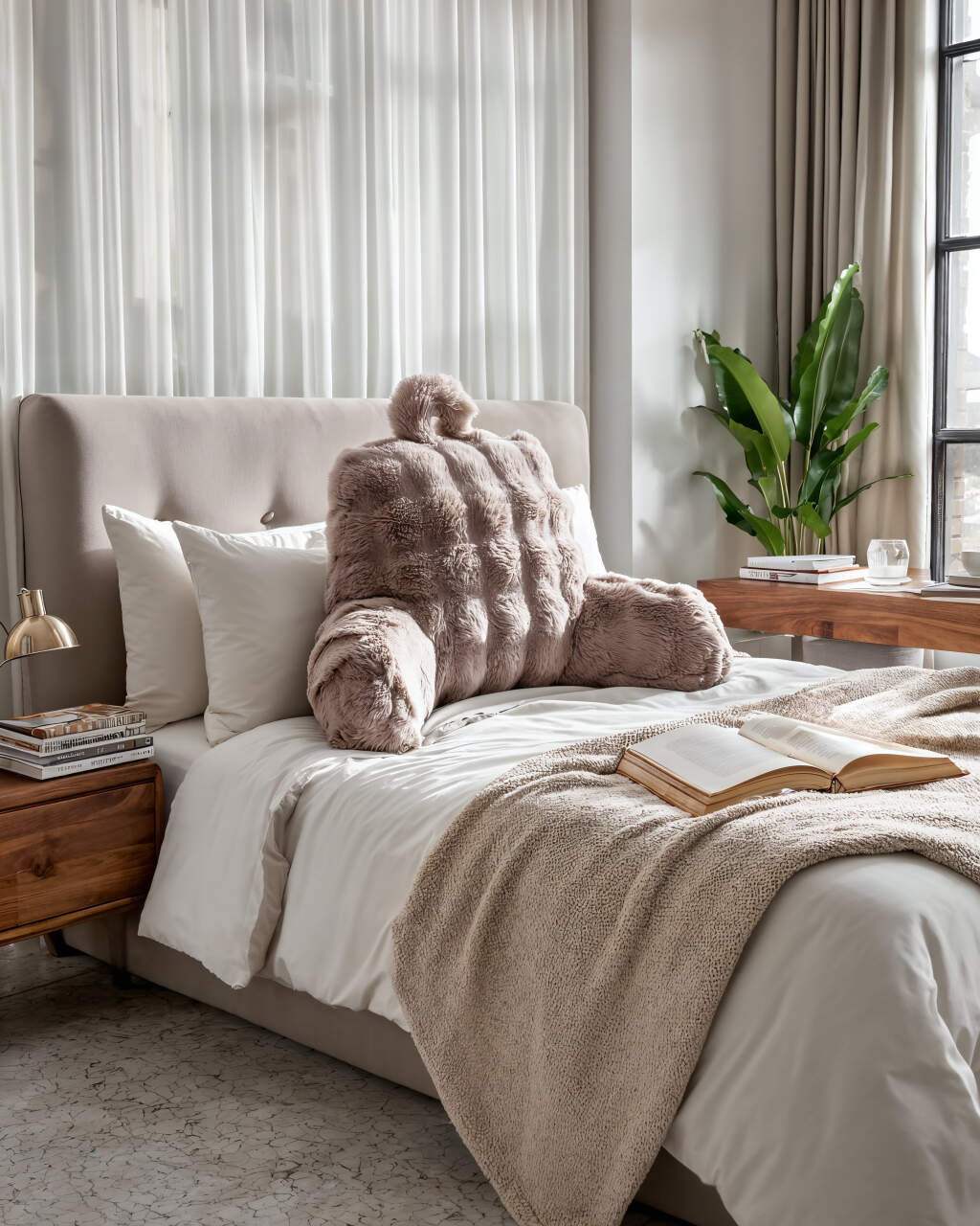 Bedrest Pompom Taupe 34 x 50