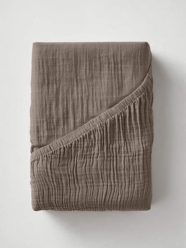 Hoeslaken Mousseline Taupe 160 x 200 + 30