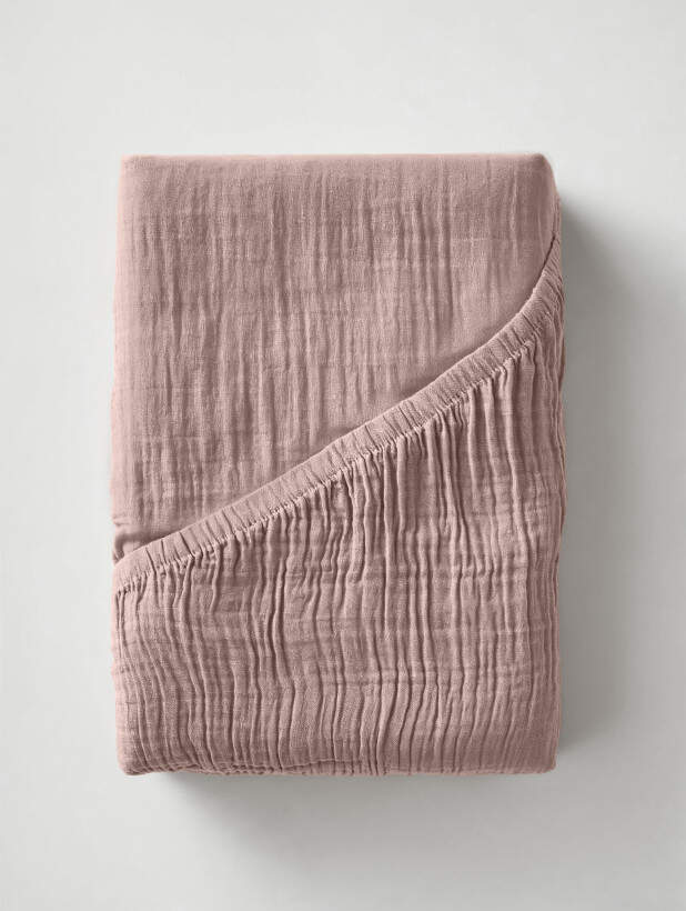 Hoeslaken Mousseline Blush Roze 180 x 200 + 30