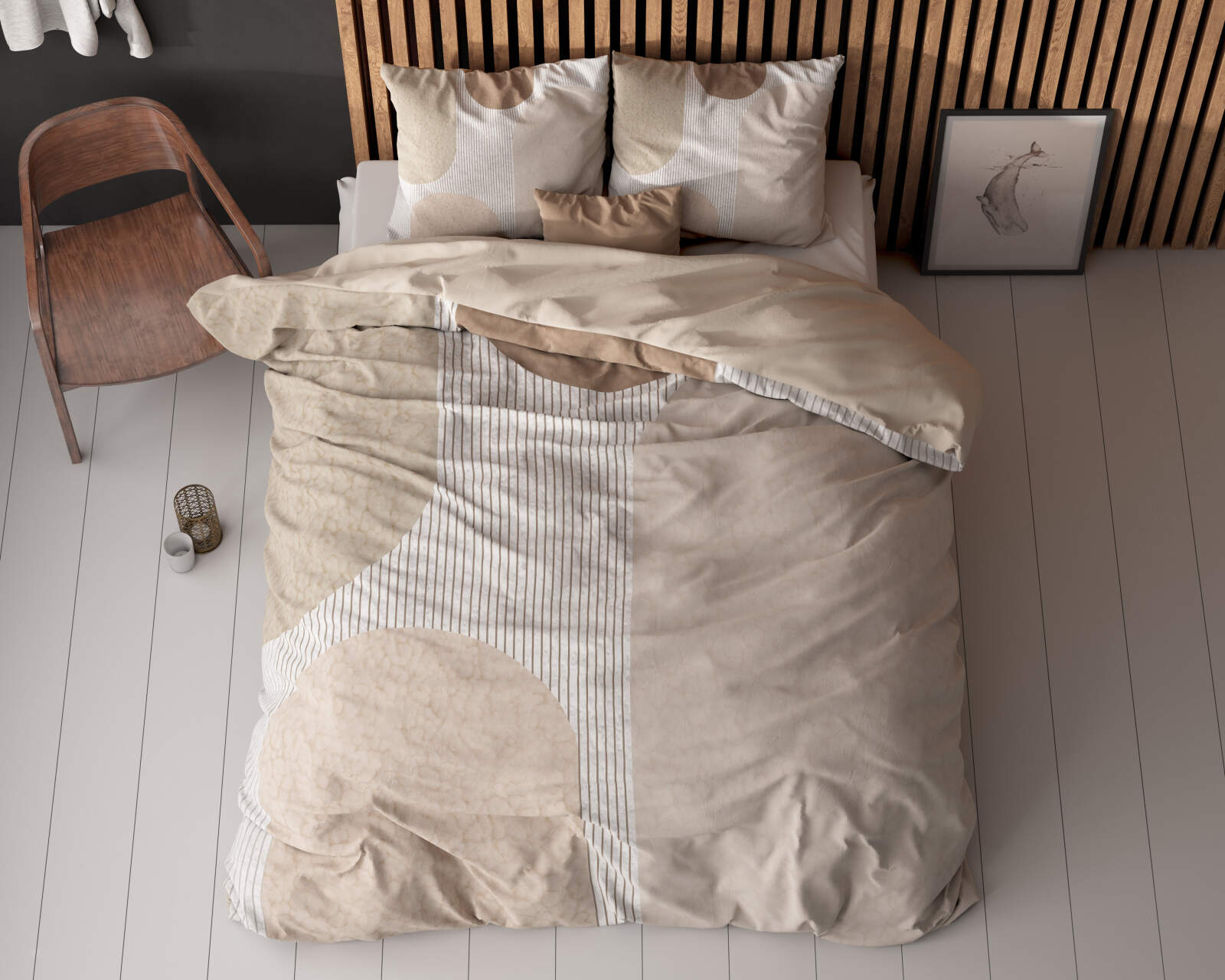 Teddy Print Cr&egrave;me 200 x 200/220