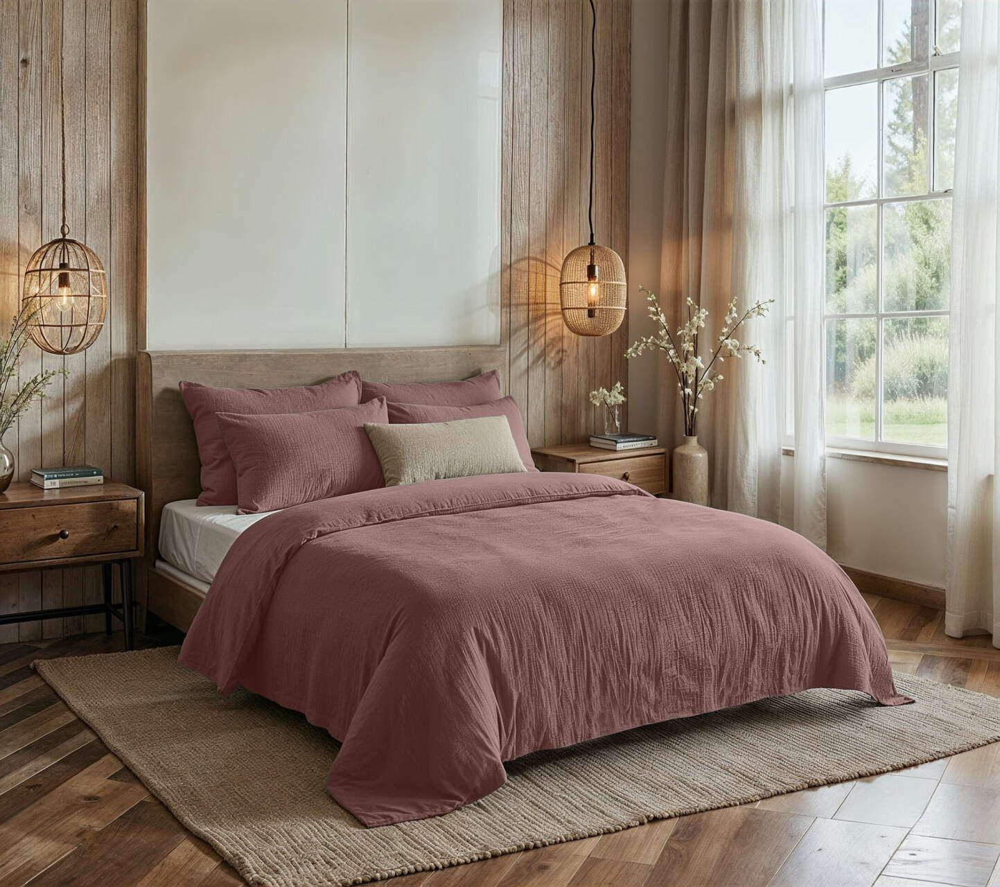 Mousseline Rustic Oud Roze 200 x 200/220