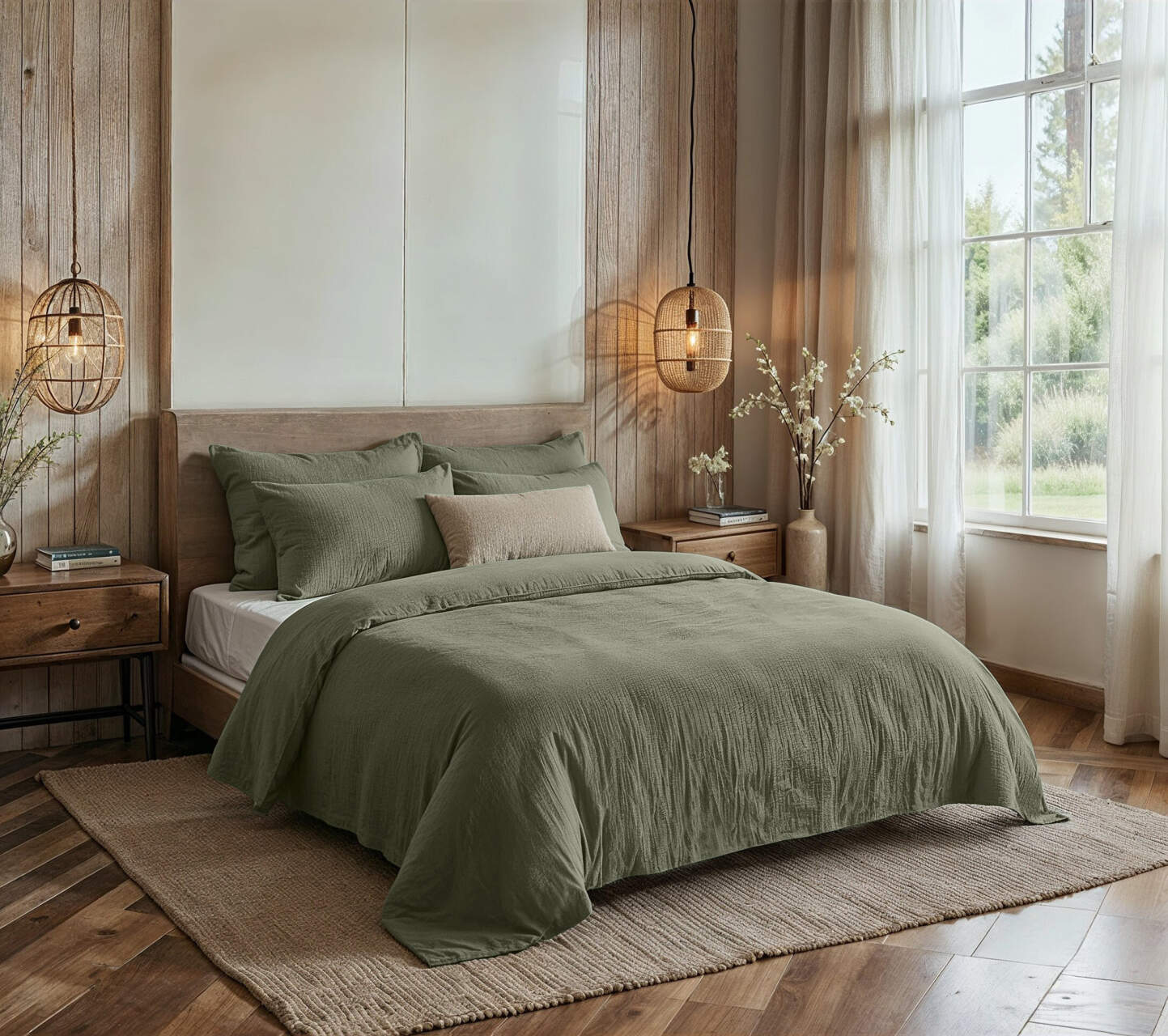 Mousseline Mossy Groen 200 x 200/220