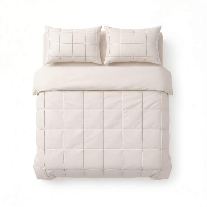Check Pintuck Beige 200 x 200/220