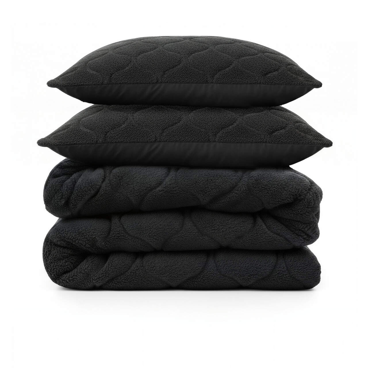 Lazy Dekbed Teddy Zwart 200 x 200 Met Luxe Kussenslopen