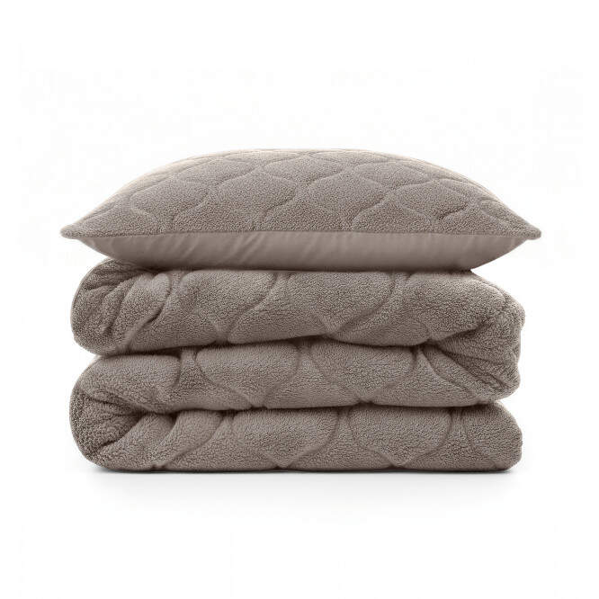 Lazy Dekbed Teddy Taupe/Grijs 140 x 200 Met Kussensloop