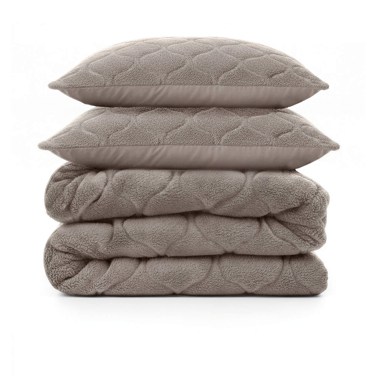 Lazy Dekbed Teddy Taupe/Grijs 240 x 200 Met Luxe Kussenslopen