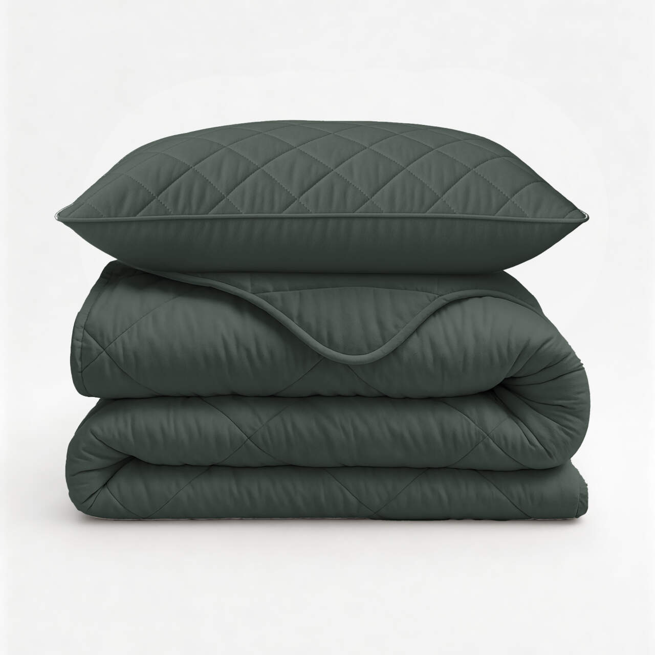 Lazy Dekbed Uni Grijs/Groen 140 x 200 Met Kussensloop