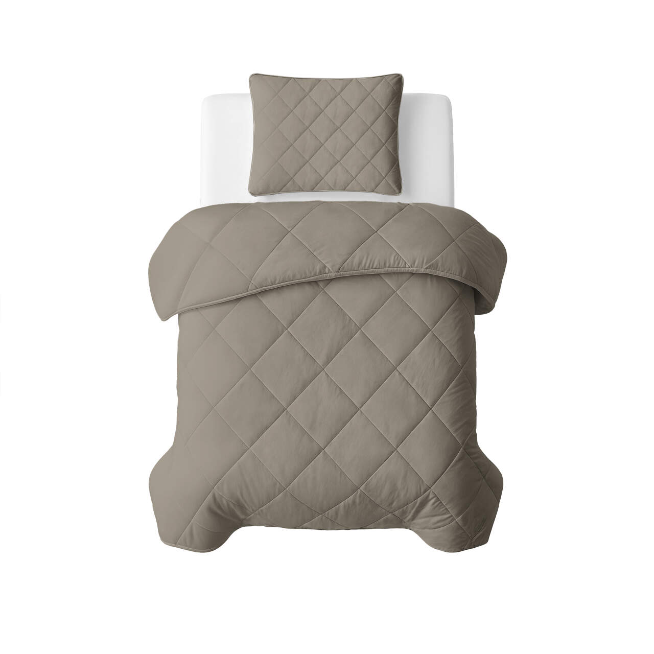 Lazy Dekbed Uni Taupe/Grijs 140 x 200 Met Kussensloop