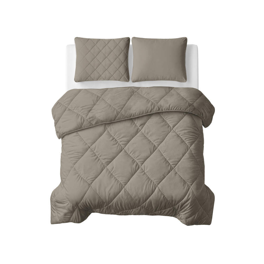 Lazy Dekbed Uni Taupe/Grijs 200 x 200 Met Kussenslopen