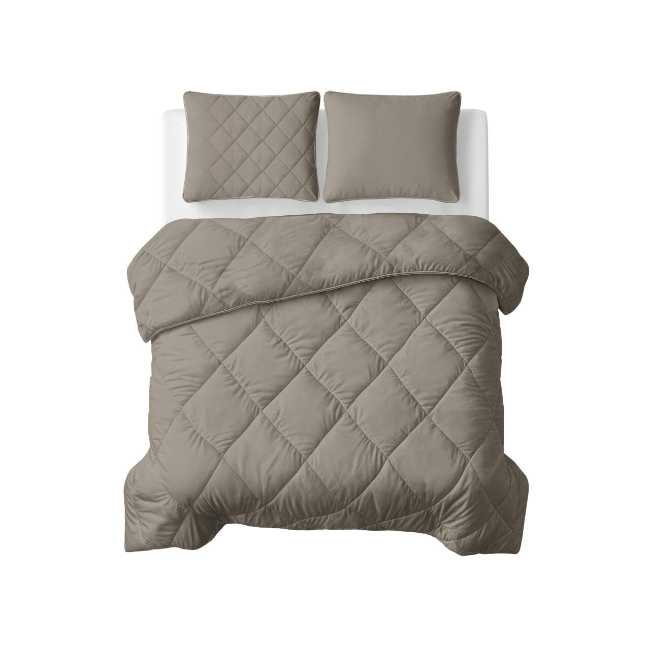 Lazy Dekbed Uni Taupe/Grijs 240 x 200 Met Kussenslopen