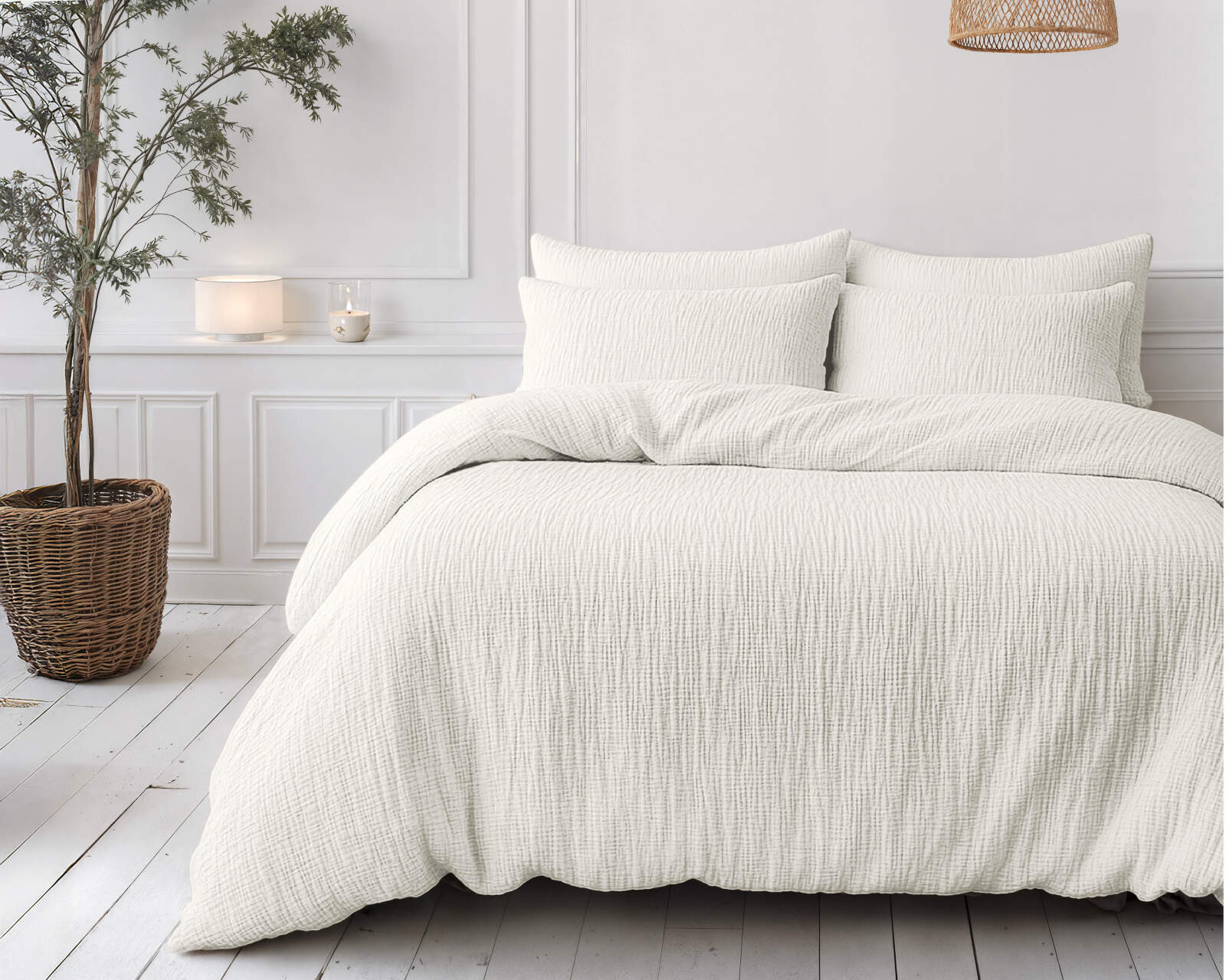 Lazy Dekbed Mousseline Beige 200 x 200 Met Kussenslopen