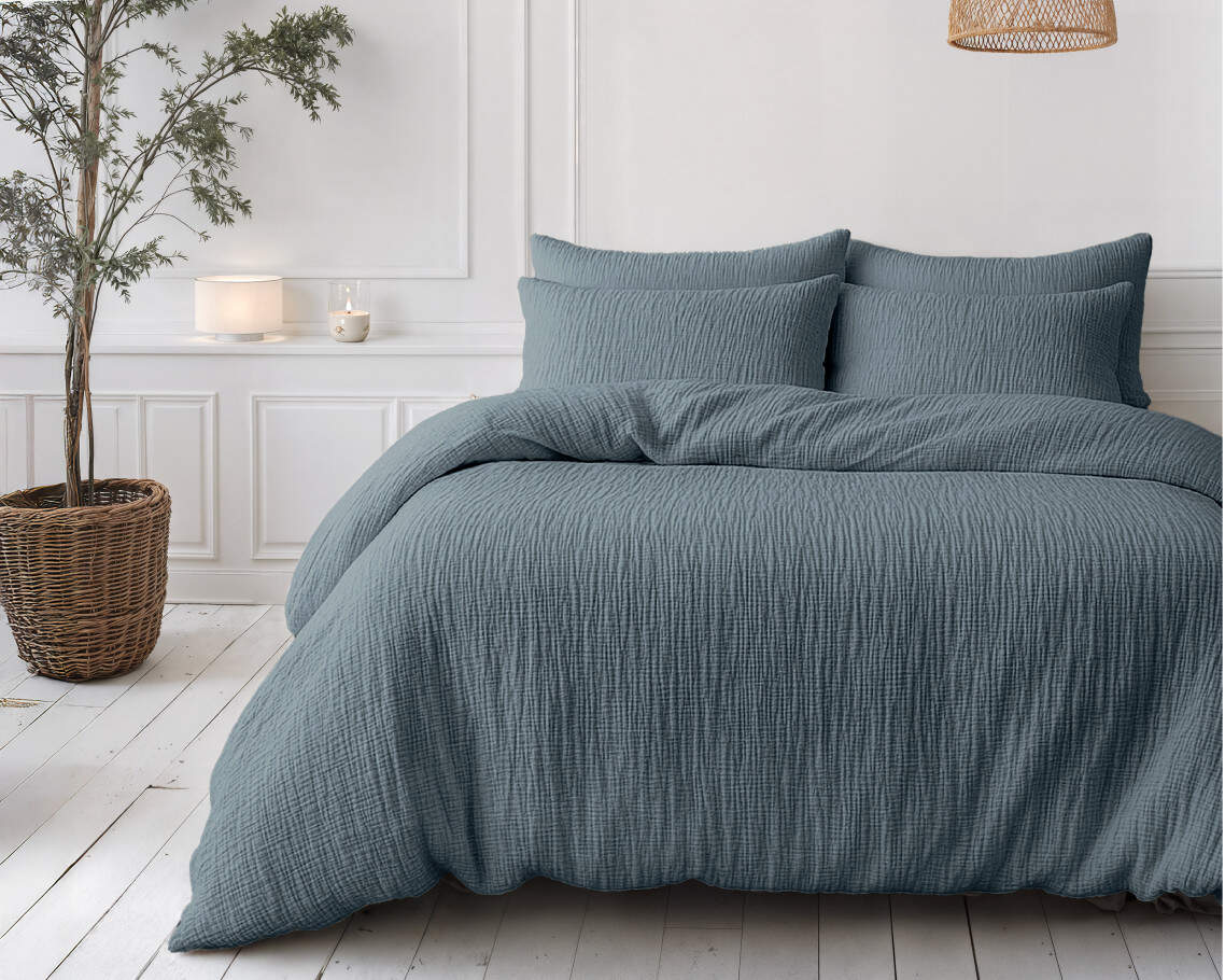 Lazy Dekbed Mousseline Groen 240 x 200 Met Kussenslopen