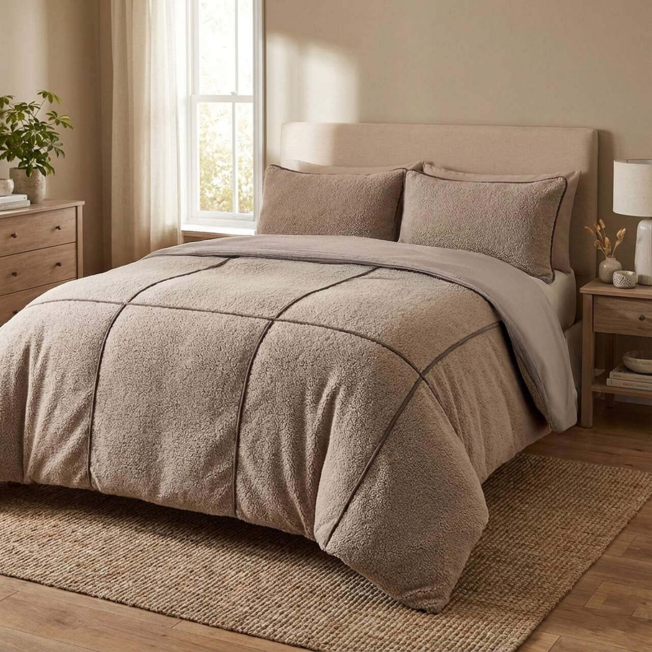 Teddy Trim Taupe 140 x 200/220