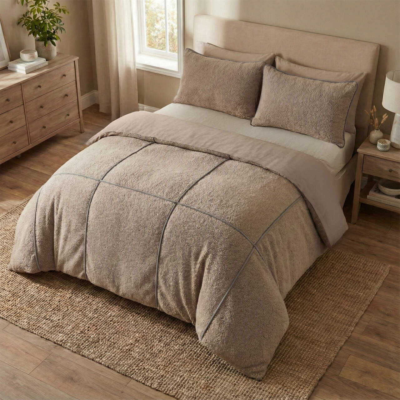 Teddy Trim Donker Taupe 140 x 200/220