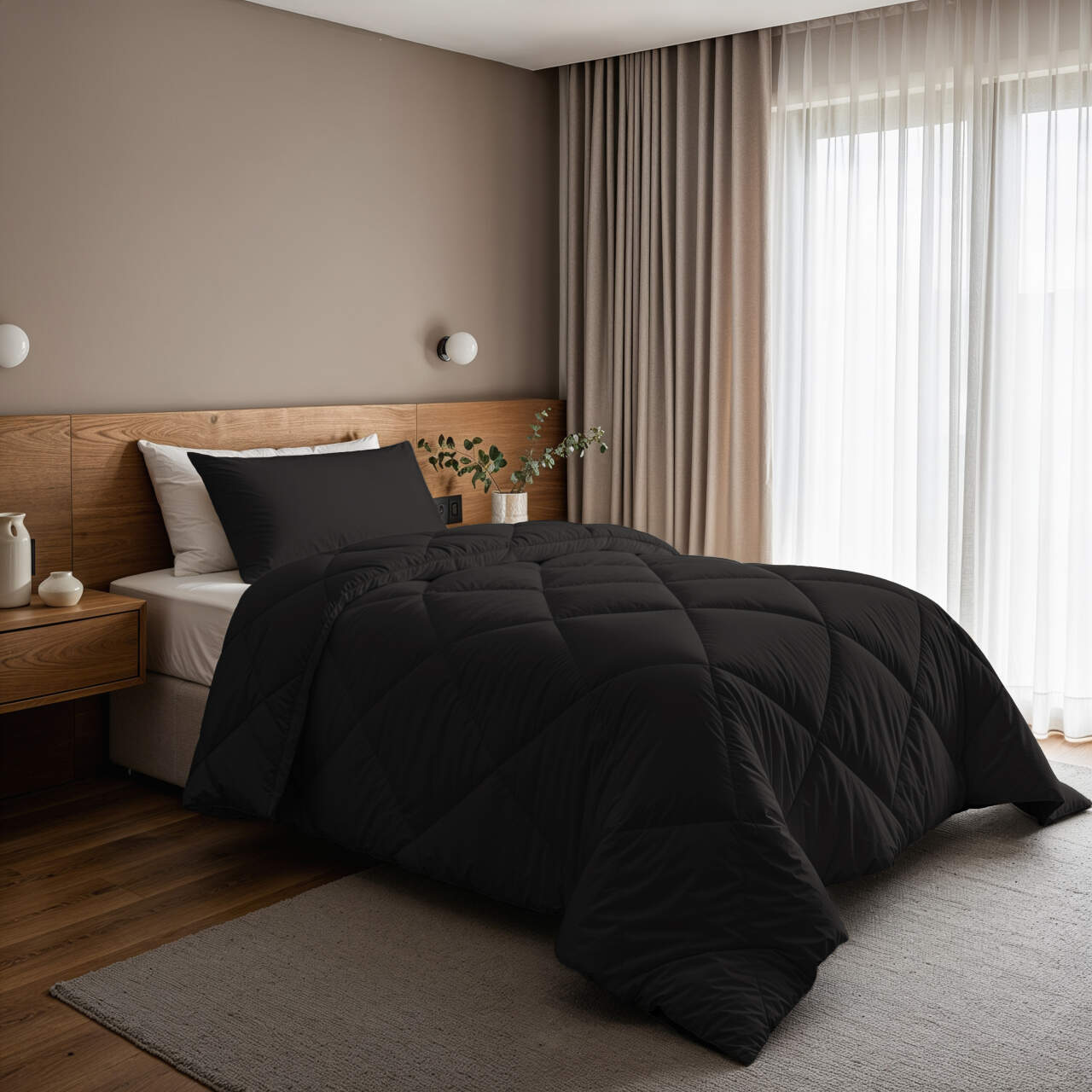 Lazy Dekbed Diamond Zwart 140 x 200 Met Kussensloop