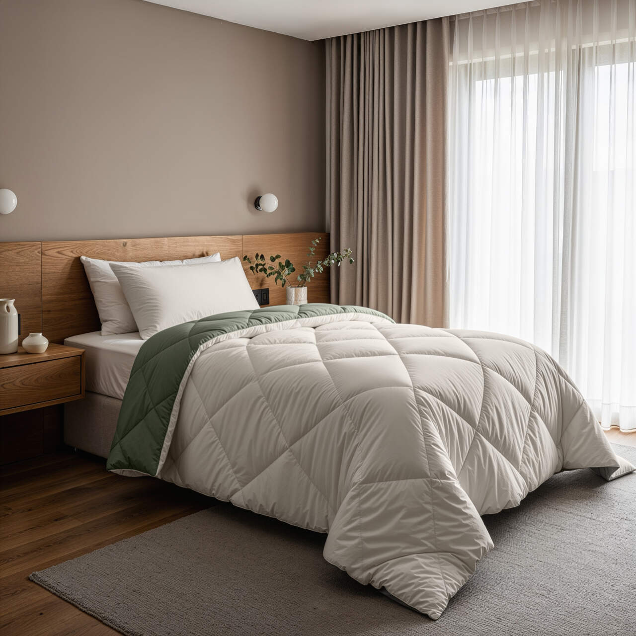 Lazy Dekbed Diamond Cr&egrave;me/Groen 140 x 200 Met Kussensloop