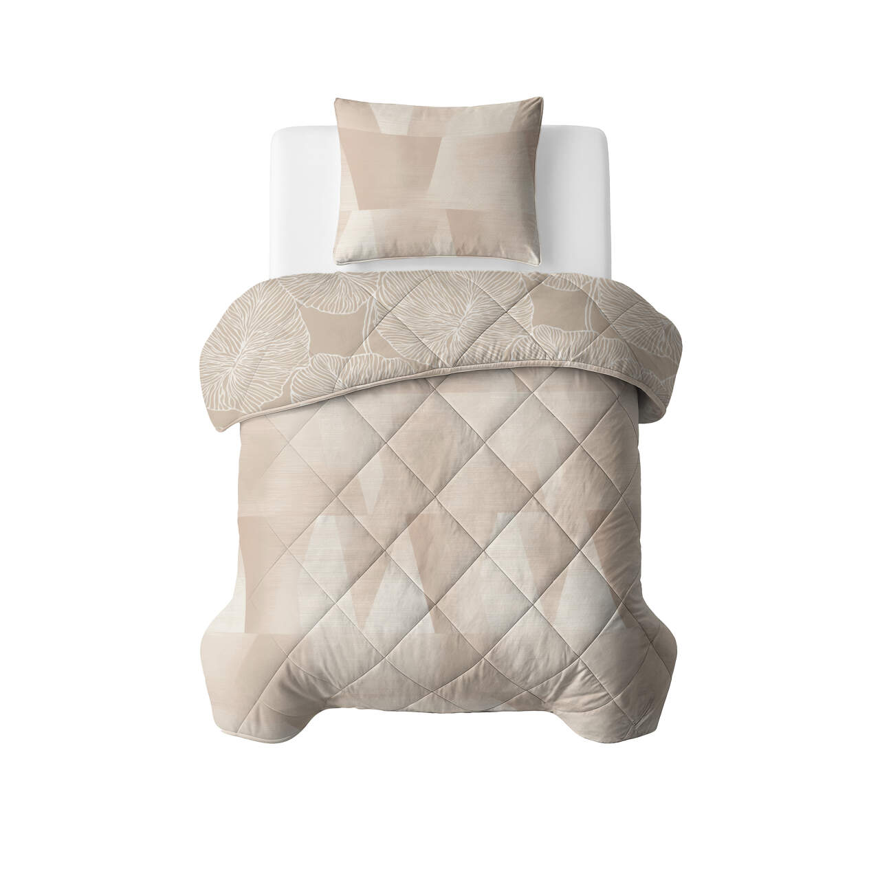 Lazy Dekbed Warm Triangles Zand/Beige 140 x 200 Met Kussensloop