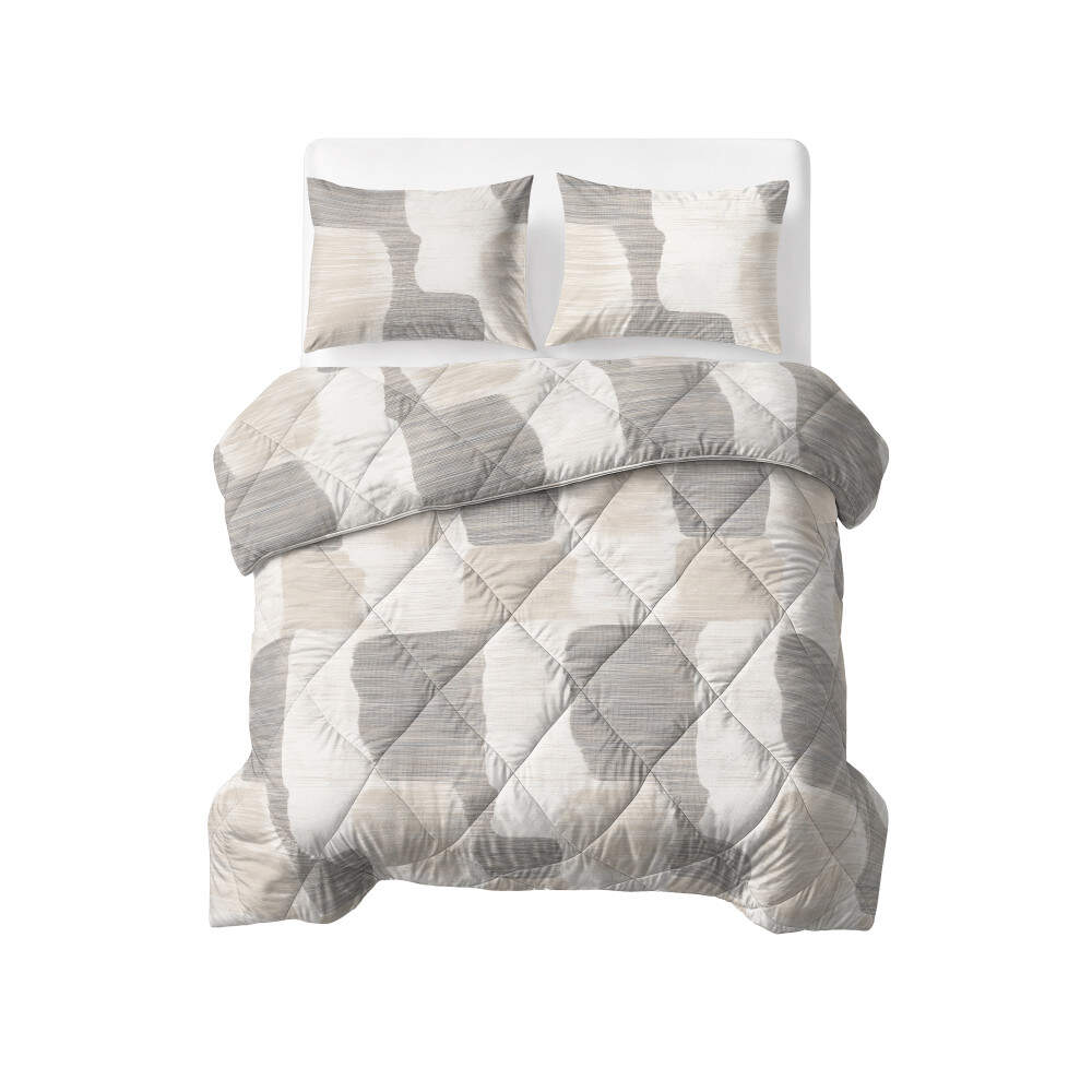 Lazy Dekbed Katoen Checkered Beige/Grijs 200 x 220