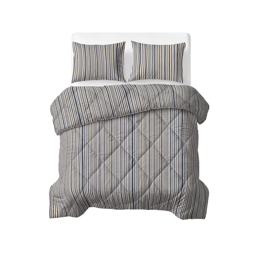 Lazy Dekbed Katoen Stripy Beige/Blauw 240 x 220