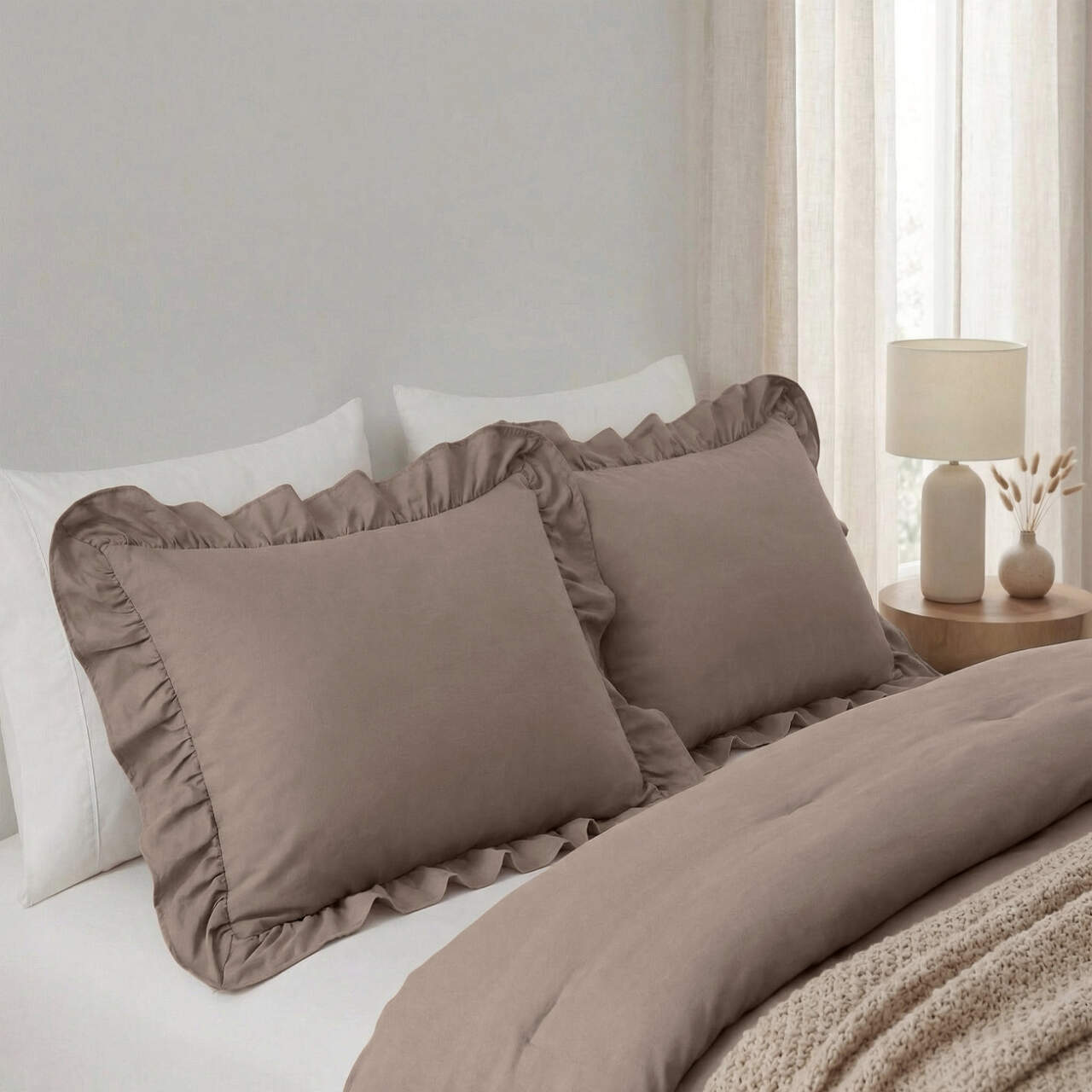 Lazy Ruffles Kussenslopen 2pack Taupe 60 x 70