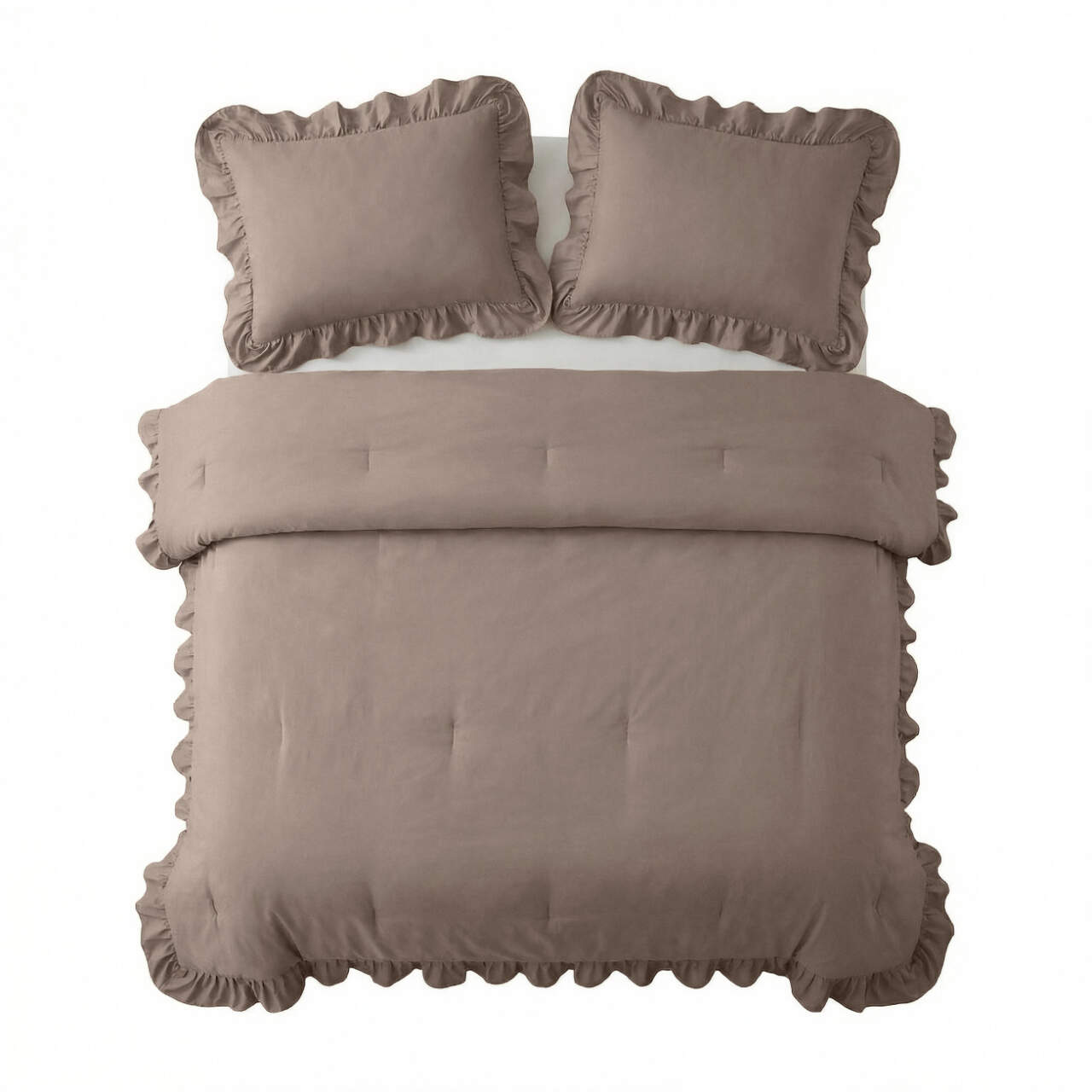 Lazy Dekbed Ruffles Taupe 200 x 200