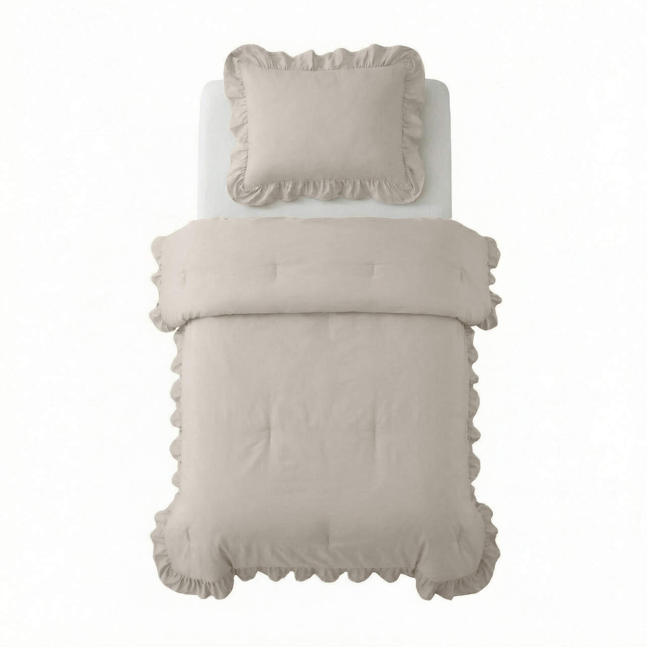 Lazy Dekbed Ruffles Taupe/Grijs 140 x 200