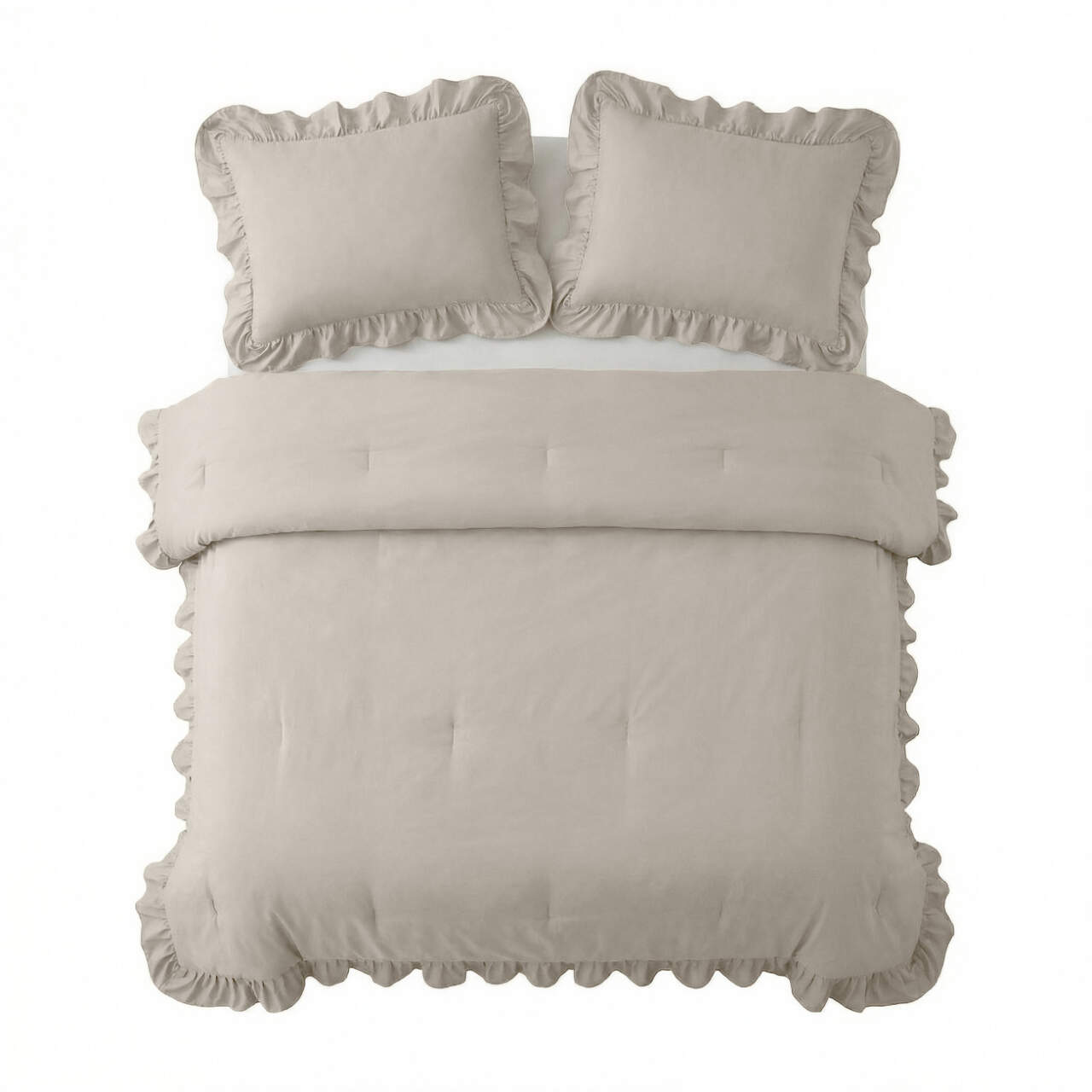 Lazy Dekbed Ruffles Taupe/Grijs 240 x 200
