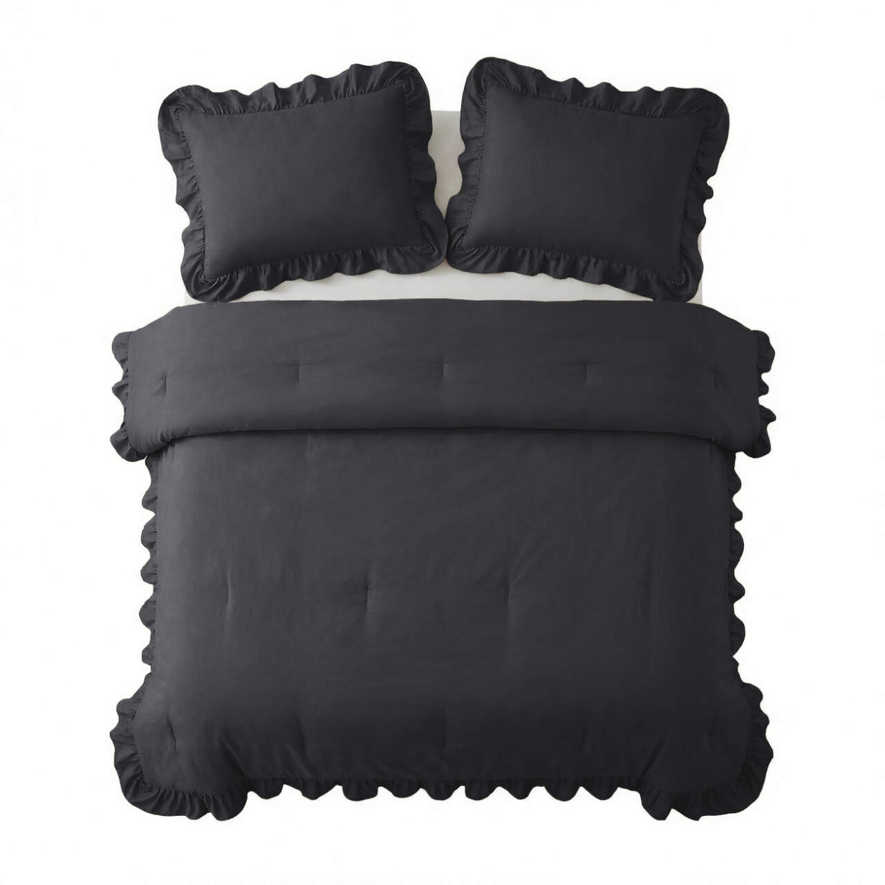 Lazy Dekbed Ruffles Antraciet 200 x 200