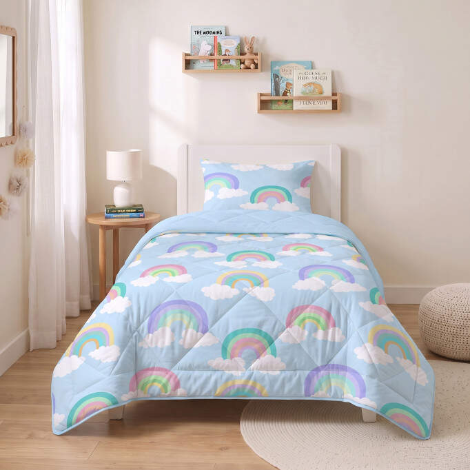 Lazy Kids Dekbed Regenboog Blauw 140 x 200