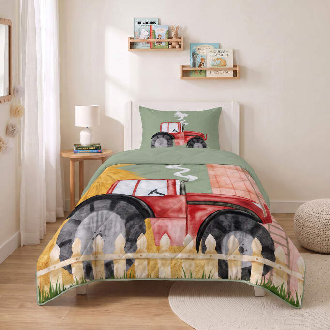 Lazy Kids Dekbed Traktor Groen 140 x 200