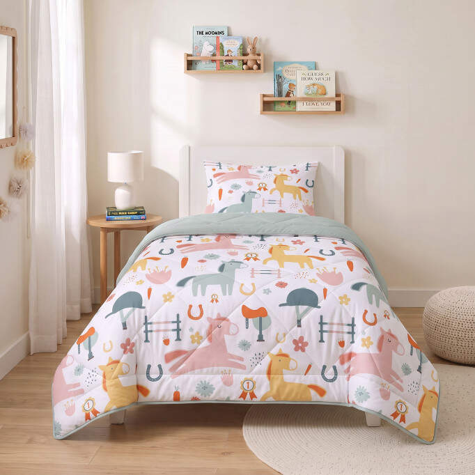Lazy Kids Dekbed Paardjes Wit 140 x 200