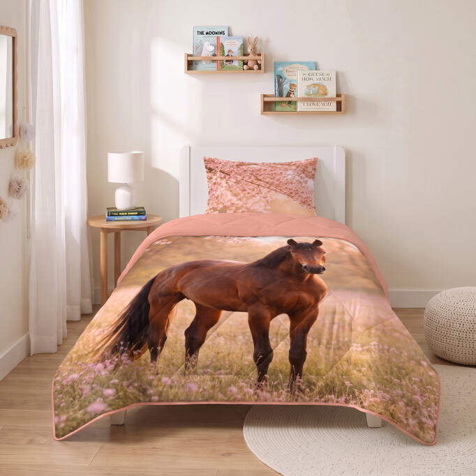 Lazy Kids Dekbed Luxe paard Roze 140 x 200