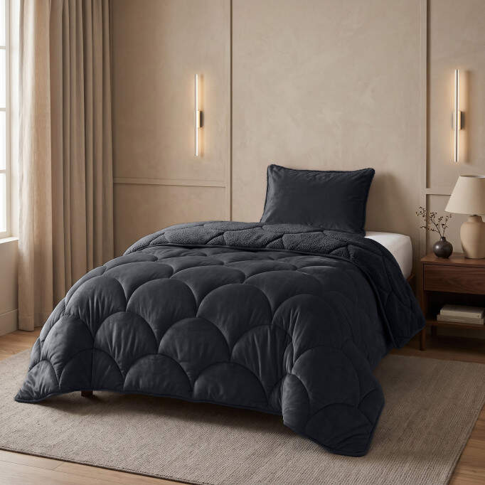 Lazy Teddy/Velvet Zwart 140x200cm + 1x60x70cm