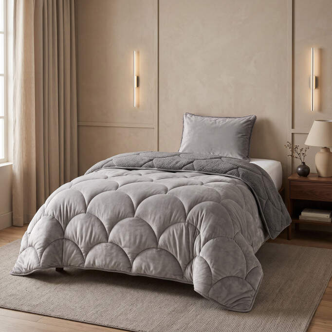Lazy Teddy/Velvet Taupe/Grijs 140x200cm + 1x60x70cm